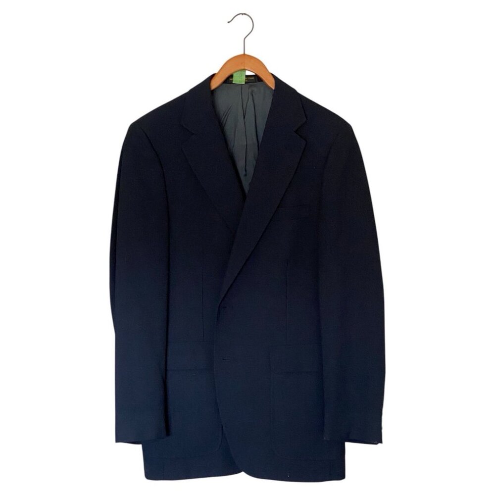 Deansgate Navy Blue Sport Coat Blazer Polyester Men's 44R Highland Scottish VTG